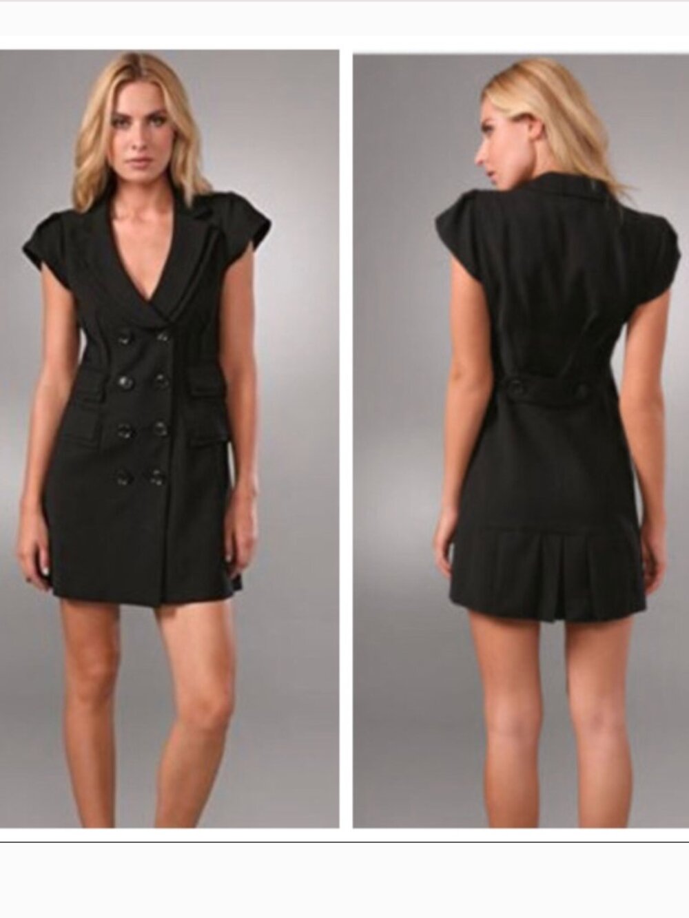 Nanette Lepore Black Brat Pack Double-Breasted Button-Down Mini Dress